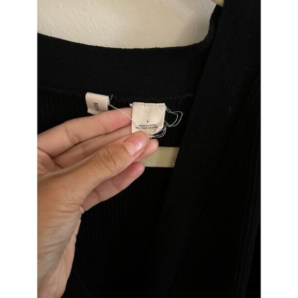 Anthropologie Sweater Women's Large Moth Cardigan Black Side Tie Button Up - Picture 8 of 9